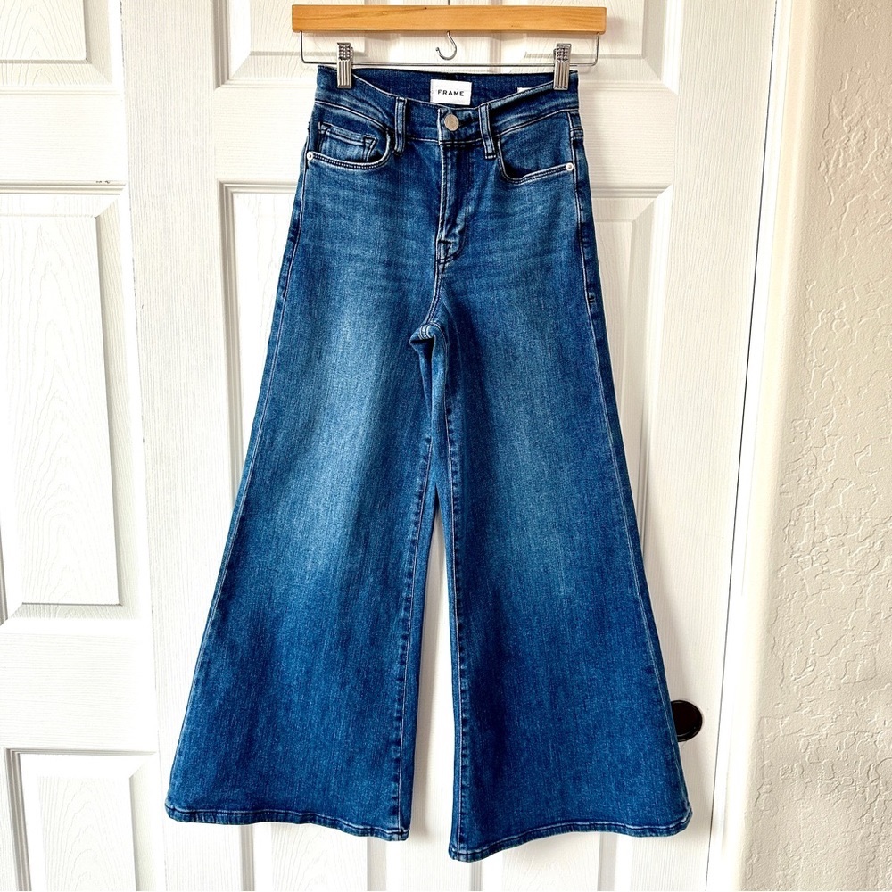 FRAME Le Palazzo Crop, High Waist, Wide Leg Jeans, Temple Size25